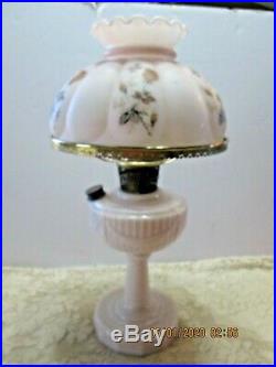 Aladdin Lincoln Drape Oil Kero Lamp Pink Alacite Matching Pink Shade (19th)
