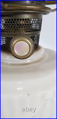 Aladdin Lincoln drape cream alacite glass oil lamp with shade electrified vtg