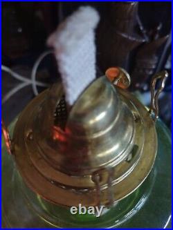 Aladdin Mantle Lamp Co. 3 Face Complete Vaseline Uranium Glass Oil Lamp
