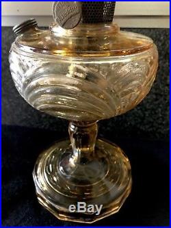 Aladdin Mantle Lamp Company, Nu-Type Model B vintage Oil Lamp caramel glass