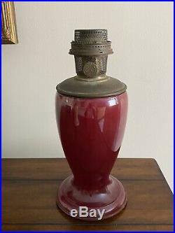 Aladdin Mantle Oil Kerosene 10.25 Red Glass Vase Lamp Model 12