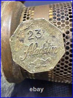 Aladdin Mantle Oil Lamp Model 23 Burner- Brass Trim 19.25 withextra wick -BS2049