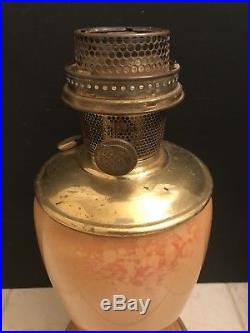 Aladdin Mantle Oil Model 12 Peach Tan Venetian Art Craft Vase Lamp 10.25