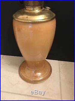 Aladdin Mantle Oil Model 12 Peach Tan Venetian Art Craft Vase Lamp 10.25