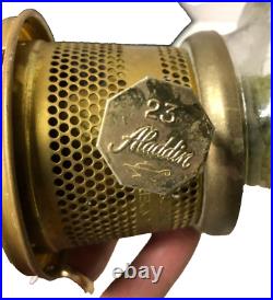Aladdin Mantle Shelf Lamp'20s' diamond square glass bowl withAladdin Burner/Chimn