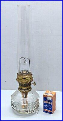 Aladdin Mantle Shelf lamp with'20s diamond square glass bowl FS