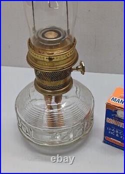 Aladdin Mantle Shelf lamp with'20s diamond square glass bowl FS