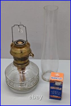 Aladdin Mantle Shelf lamp with'20s diamond square glass bowl FS