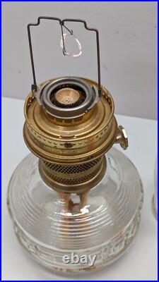 Aladdin Mantle Shelf lamp with'20s diamond square glass bowl FS