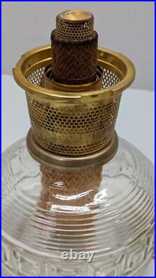 Aladdin Mantle Shelf lamp with'20s diamond square glass bowl FS