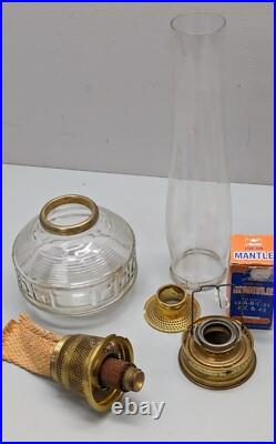 Aladdin Mantle Shelf lamp with'20s diamond square glass bowl FS