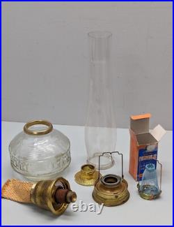 Aladdin Mantle Shelf lamp with'20s diamond square glass bowl FS