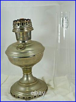 Aladdin Metal oil Lamp Nickle #11 lamp Kerosene Oil Burner Heeless chimney