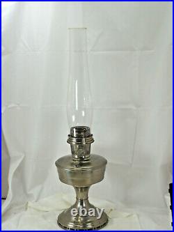 Aladdin Metal oil Lamp Nickle #12 table lamp Kerosene Oil Burner Lox-on chimney