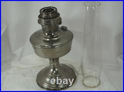 Aladdin Metal oil Lamp Nickle #12 table lamp Kerosene Oil Burner Lox-on chimney