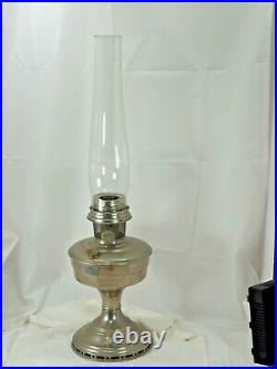 Aladdin Metal oil table Lamp #12 Kerosene Oil Burner Lox-on chimney Nickle color