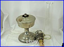 Aladdin Metal oil table Lamp #12 Kerosene Oil Burner Lox-on chimney Nickle color