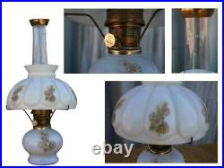 Aladdin Milk Glass Oil Lamp with Screens