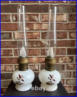 Aladdin Milk Glass model 23 Oil Lamps 1982 Eddie Bauer geese limited edition