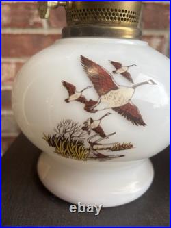 Aladdin Milk Glass model 23 Oil Lamps 1982 Eddie Bauer geese limited edition