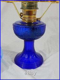 Aladdin Mod 23 Short Lincoln Drapes Cobalt Blue Oil Lamp Blue Meadow Shade JL