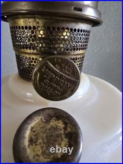 Aladdin Mod B Uranium Alacite Lincoln Drape Milk Glass Kerosene Oil Lamp Vintage