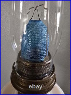 Aladdin Mod B Uranium Alacite Lincoln Drape Milk Glass Kerosene Oil Lamp Vintage