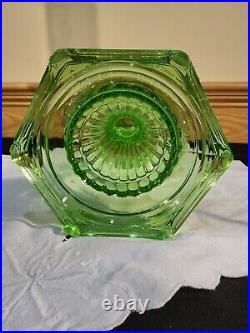 Aladdin Model 108 Cathedral Green Crystal Glass Floral Shade Kerosene Stand Lamp