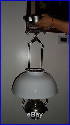 Aladdin Model #11 Hanging Oil Lamp With 131/2 White Milk Glass Shade Complete