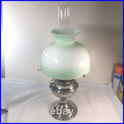 Aladdin Model 11 Oil Lamp with Chimney & Hand Painted Floral Glass Shade 1922-1928