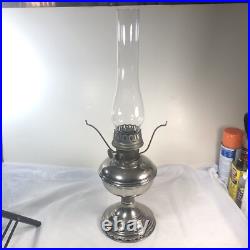 Aladdin Model 11 Oil Lamp with Chimney & Hand Painted Floral Glass Shade 1922-1928