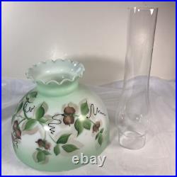 Aladdin Model 11 Oil Lamp with Chimney & Hand Painted Floral Glass Shade 1922-1928