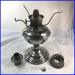 Aladdin Model 11 Oil Lamp with Chimney & Hand Painted Floral Glass Shade 1922-1928