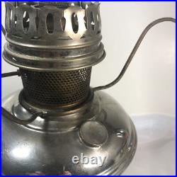 Aladdin Model 11 Oil Lamp with Chimney & Hand Painted Floral Glass Shade 1922-1928