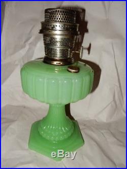 Aladdin Model 111 Apple Green Moonstone Model B Kerosene Oil Table Lamp