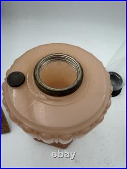 Aladdin Model 112 Cathedral Pink Lamp WithB Burner & Locking Chimney YEC