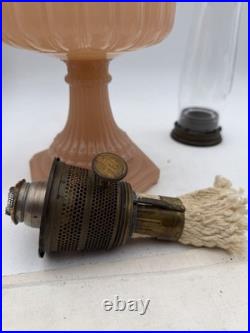 Aladdin Model 112 Cathedral Pink Lamp WithB Burner & Locking Chimney YEC