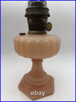Aladdin Model 112 Cathedral Pink Lamp WithB Burner & Locking Chimney YEC