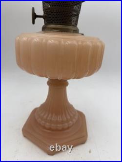 Aladdin Model 112 Cathedral Pink Lamp WithB Burner & Locking Chimney YEC