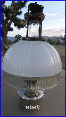 Aladdin Model 12, 4-post Hanging Oil Lamp, Shade, Chimney, And Burner Complete