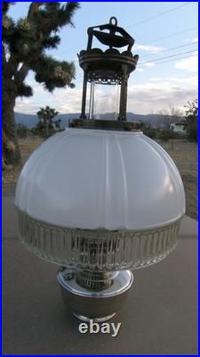 Aladdin Model 12, 4-post Hanging Oil Lamp, Shade, Chimney, And Burner Complete