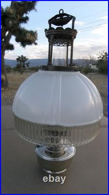 Aladdin Model 12, 4-post Hanging Oil Lamp, Shade, Chimney, And Burner Complete