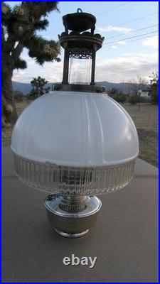 Aladdin Model 12, 4-post Hanging Oil Lamp, Shade, Chimney, And Burner Complete
