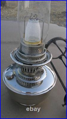 Aladdin Model 12, 4-post Hanging Oil Lamp, Shade, Chimney, And Burner Complete