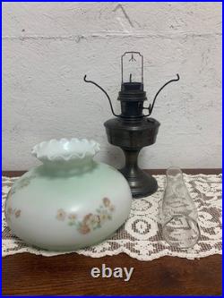 Aladdin Model 12 Brass Plated Oil Lamp Light Green Glass Shade GWTW