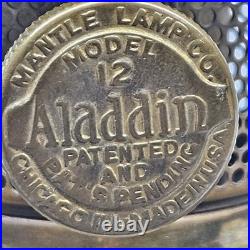 Aladdin Model 12 Brass Straight-sided Lamp 10 Shade Ring Lox-on Aladdin Chimney