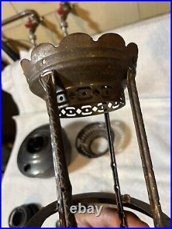 Aladdin Model 12 Four 4 Post Hanging Lamp Parts Bronzed Mostly Complete As Is