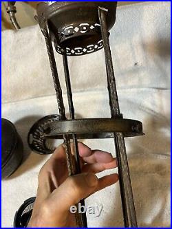 Aladdin Model 12 Four 4 Post Hanging Lamp Parts Bronzed Mostly Complete As Is