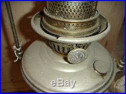 Aladdin Model 12 Nickel Finish Kerosene Hanging Lamp with White Shade