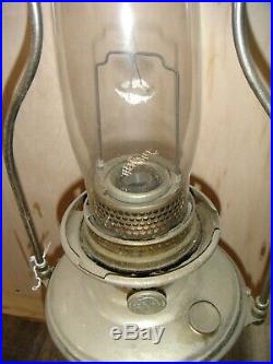 Aladdin Model 12 Nickel Finish Kerosene Hanging Lamp with White Shade